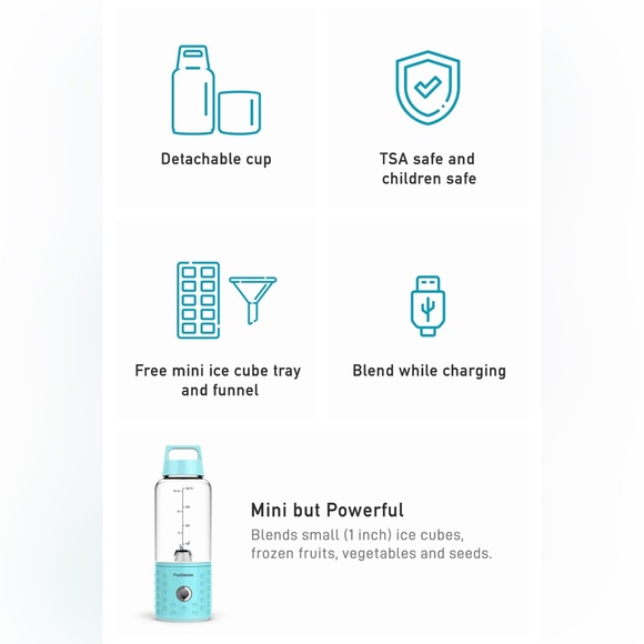 PopBabies Portable Blender Shakes and Smoothies with rechargeable USB Black - Picture 6 of 7